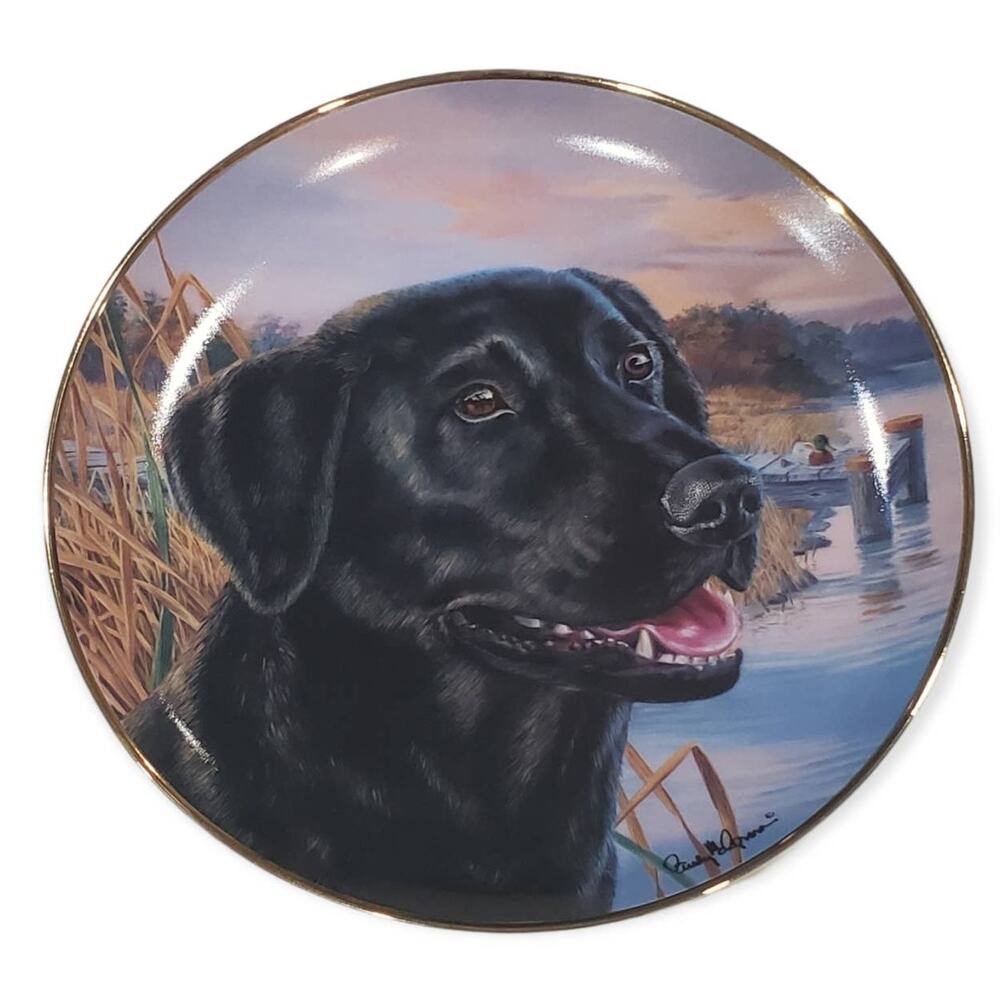 Franklin Mint AWAITING HIS MASTERS CALL Dog Collector Plate by Randy McGovern